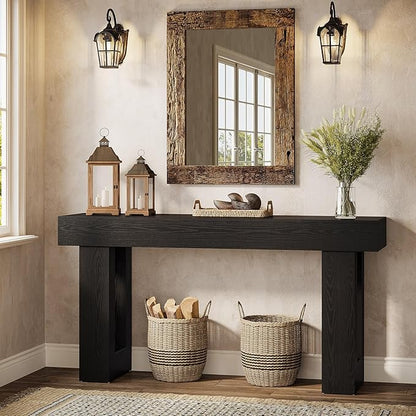 Tribesigns Console Table, 63" Farmhouse Entryway Table, Rectangular Wooden Accent Console for Entrance, Hallway & Living Room (Black)