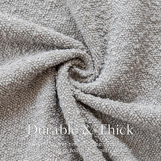 Foindtower Set of 2, Decorative Textured Boucle Throw Pillow Covers Accent Solid Pillow Cases Soft Cozy Couch Cushion Case for Chair Sofa Bedroom Living Room Home Decor 16 x 16 Inch Neutral Grey