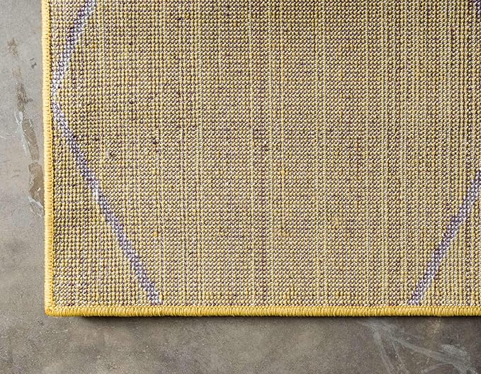 Unique Loom Trellis Frieze Collection Area Rug - Geometric (5' 1" x 8', Yellow/ Ivory)