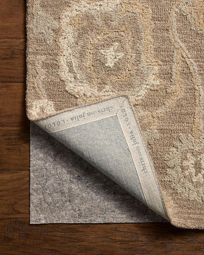 Loloi Chris Loves Julia Dorothea Collection DRT-01 Bark/Stone 2'-6" x 9'-9" Runner Rug Wool Neutral Floral Living Room Bedroom Carpet