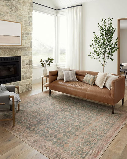 Loloi Angela Rose Aubrey Collection AUB-02 Aqua/Sand 2'-6" x 7'-6", .19" Pile Height, Runner Rug