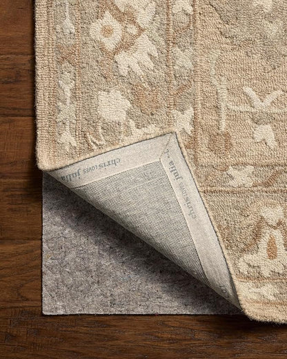 Loloi Chris Loves Julia Dorothea Collection DRT-02 Khaki/Dove 5'-0" x 7'-6" Area Rug Wool Neutral Floral Living Room Bedroom Carpet