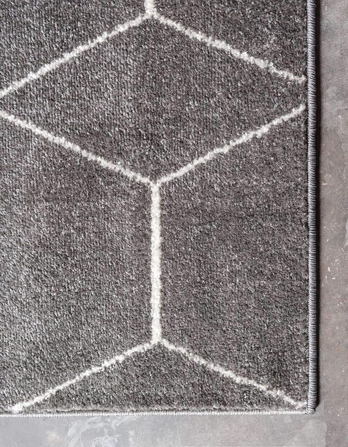 Unique Loom Trellis Frieze Collection Area Rug - Geometric (7' Square, Dark Gray/ Ivory)