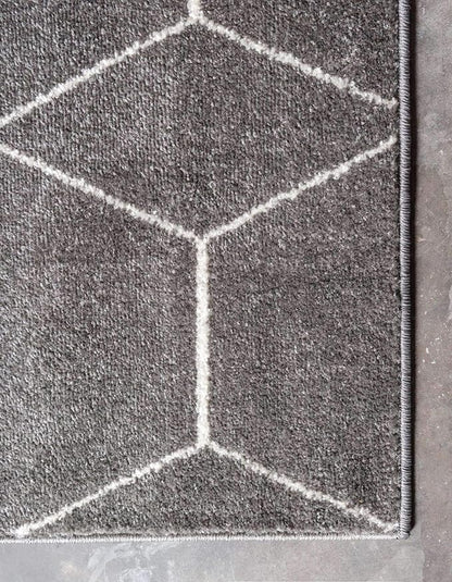 Unique Loom Trellis Frieze Collection Area Rug - Geometric (7' Square, Dark Gray/ Ivory)