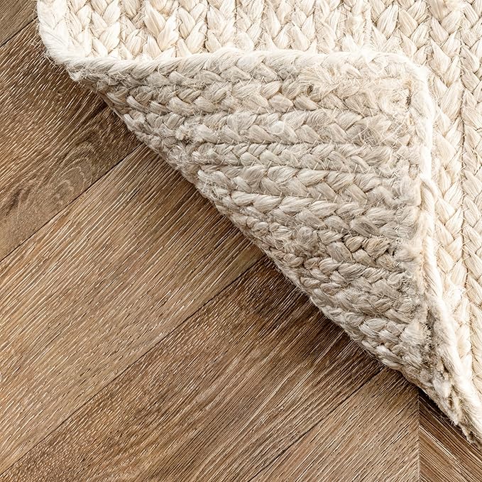 nuLOOM Oval 3x5 Rigo Jute Hand Woven Area Rug, Off White, Solid Farmhouse Design, Natural Fiber, For Bedroom, Living Room, Dining Room, Hallway, Office, Kitchen, Entryway