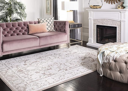 SAFAVIEH Area Rug 4x6 - Reflection Collection - Beige & Cream, Non-Shedding & Easy Cleaning, Ideal for Entryway, Living Room, Bedroom (RFT665A)