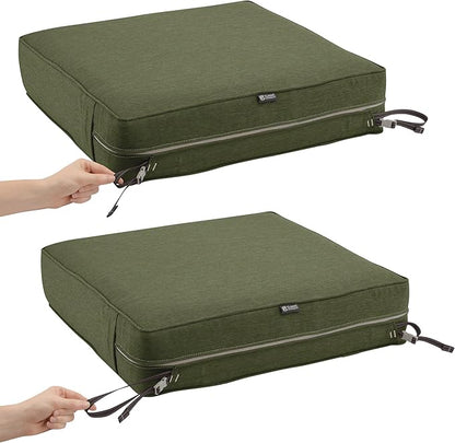 Classic Accessories Montlake FadeSafe Water-Resistant Patio Cushion Set, 23 x 23 x 5 Inch (seat), 21 x 20 x 4 Inch (back), Heather Fern