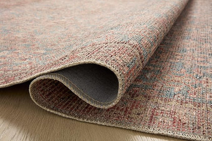 Loloi Angela Rose Aubrey Collection AUB-04 Blue/Terracotta 7'-6" x 7'-6", .19" Pile Height, Round Area Rug