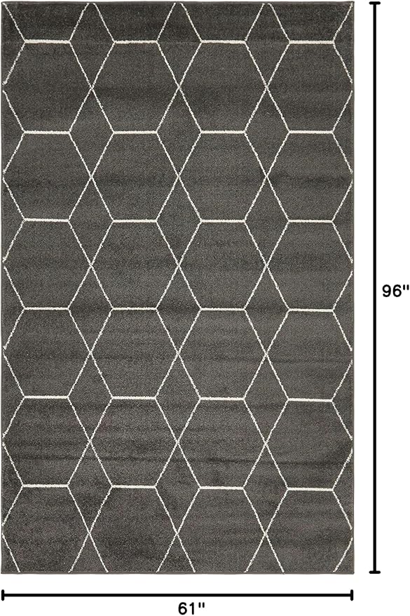 Unique Loom Trellis Frieze Collection Area Rug - Geometric (5' 1" x 8', Dark Gray/ Ivory)
