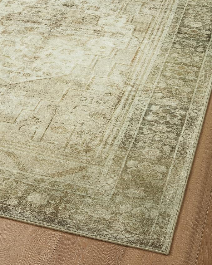 Loloi Magnolia Home by Joanna Gaines Banks Collection BAN-06 Natural/Granite 7'-6" x 9'-6", .13" Pile Height, Machine Washable, Area Rug