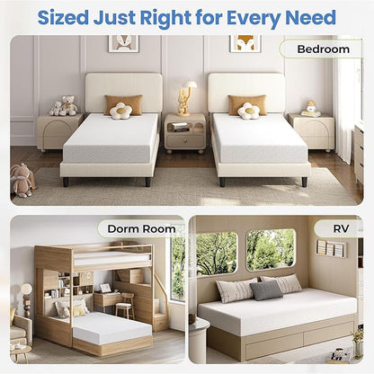 Yaheetech 8 Inch Queen Mattress 3 Foam Layer Cooling Gel Memory Foam Mattresses, Green Tea for Fresher Sleep, Medium Firm, CertiPUR-US Certified, No Fiberglass, Queen Size Mattress in a Box