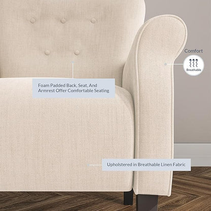 BELLEZE Modern Accent Chair, High Back Armchair, Upholstered Wingback Side Chair, Padded Single Sofa with Wooden Legs for Living Room, Bedroom - Beige