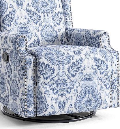 Lumibee Recliner Chair, 360° Swivel Rocker Recliner Chair with Footrest High Back, Comfy Upholstered Glider Rocking Chair for Living Room Bedroom (Navy)