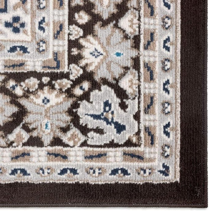 Home Dynamix Premium Sakarya Traditional Medallion Border Area Rug, Brown, 7'9"x10'8" , Rectangular