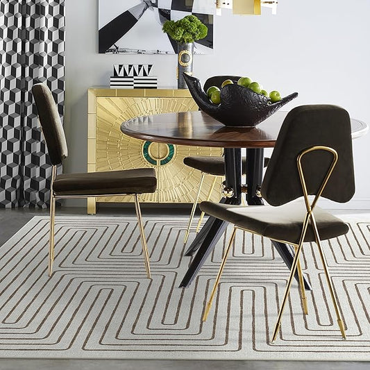 RUGGABLE x Jonathan Adler Machine Washable Modern Area Rug – Labyrinth Camel/Ivory 6x9, Stain-Resistant, Non-Slip – Medium Rugs for Living Room, Bedroom, Hallway, Entryway & Office–with Standard Pad