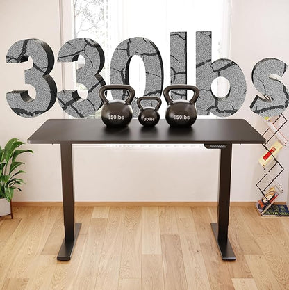 FLEXISPOT E6 MAX Dual Motor 60x24 Inch 3-Stage Heavy Duty Standing Desk, 330lbs Weight Capacity, Height Adjustable Desk w/Cable Management & Wheels (Seamless Black Desktop + Black Frame)