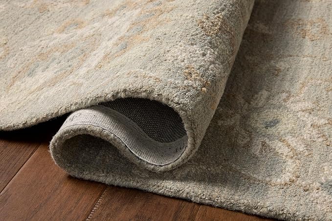 Loloi Chris Loves Julia Dorothea Collection DRT-01 Stone/Multi 3'-6" x 5'-6" Accent Rug Wool Neutral Floral Living Room Bedroom Carpet