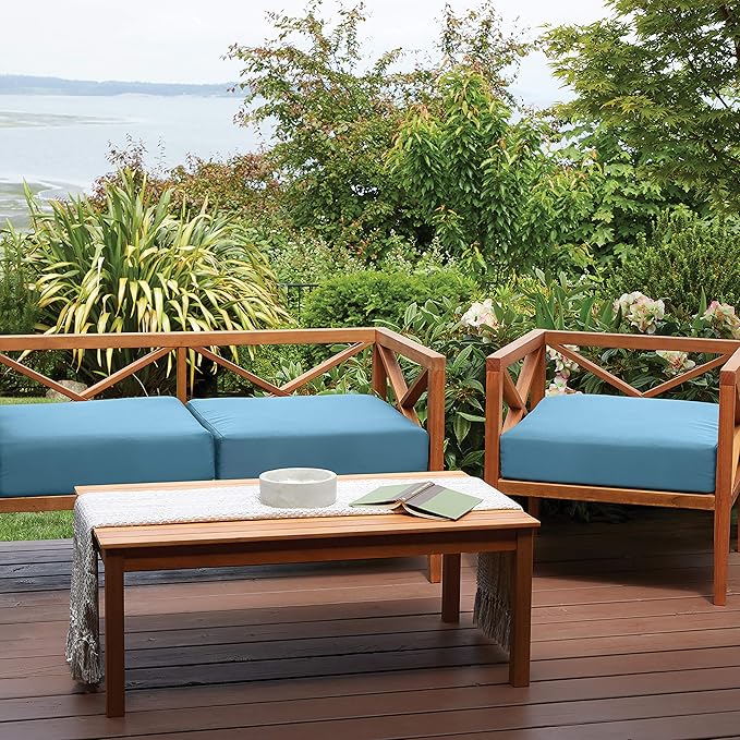 Classic Accessories Ravenna Water-Resistant 48 x 18 x 3 Inch Outdoor Bench/Settee Cushion, Patio Furniture Swing Cushion, Empire Blue, Patio Loveseat Cushion