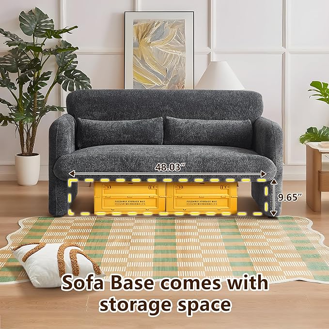 59" W Upgrade Lambswool Fabric Loveseat Sofa, Modern Love seat Couch, Solid and Easy to Install, Upholstered 2-Seater Couch for Bedroom, Apartment, Living Room