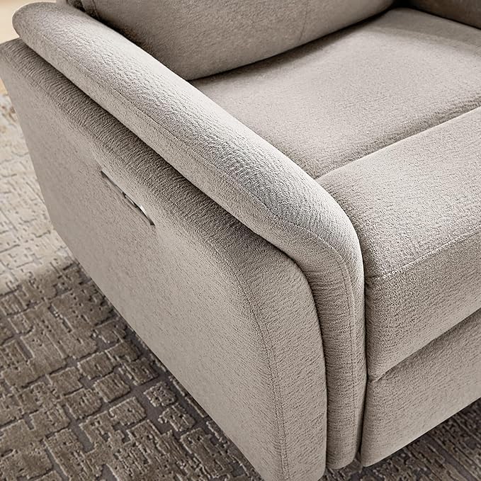 VANOMi Power Recliner Chair Swivel Glider, Electric Rocking Recliner Chairs with USB and Type-C Ports, Nursery Chair Recliner for Living Room, Bedroom, Apartment（Camel）
