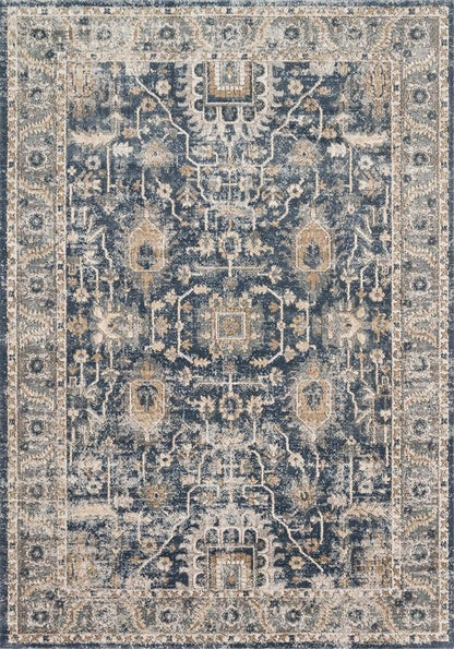 Loloi Teagan Collection TEA-03 Denim/Pebble 6'-7" x 9'-2" Area Rug, Large, Soft Neutral Rug, High-Traffic for Living Room, Bedroom, Home Office, Dining Area