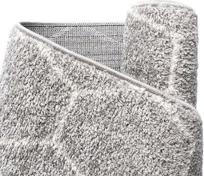 Unique Loom Trellis Frieze Collection Area Rug - Geometric (3' Round, Light Gray/ Ivory)