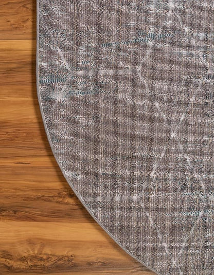 Unique Loom Trellis Frieze Collection Area Rug - Geometric (4' x 6' Oval, Blue Multi/ Ivory)