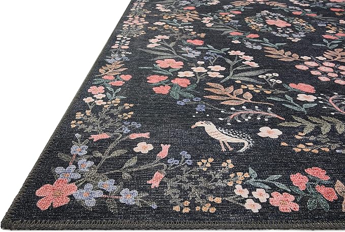 Loloi Rifle Paper Co. Maison Collection MAO-04 Tuileries Black 2'-0" x 5'-0", .19" Pile Height, Accent Rug