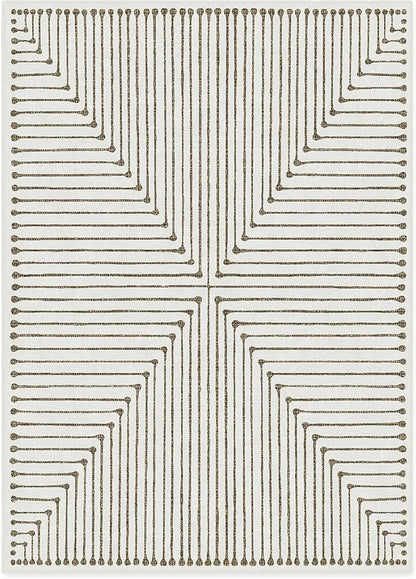 RUGGABLE x Jonathan Adler Machine Washable Modern Area Rug– Inkdrop Camel & Ivory 10x14, Stain-Resistant, Non-Slip – Large Rugs for Living Room, Bedroom, Hallway, Entryway & Office–with Cushioned Pad