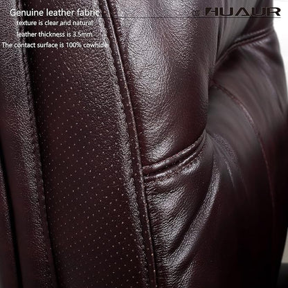 Genuine Leather Modern Executive Chair High-Back Support 90 to 150 Degrees Tilt and Upholstered Home Desk Chair with Base 360LB Capacity Swivel Computer Office Chair (Brown)