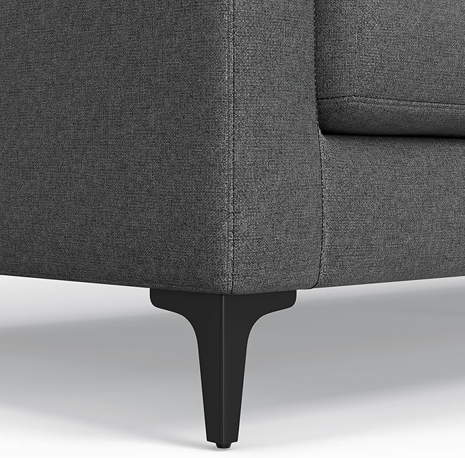 SIMPLIHOME Ava Corner Sectional Sofa in 100% Recycled Polyester Tightly Woven Performance Fabric, Pebble Grey, 102-inches Wide, Handcrafted Mid-Century Modern Style L-Shaped Couch for Living Room