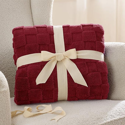 Bedsure GentleSoft Christmas Throw Blanket for Couch - Red Fall Checkered Fleece Red Blankets Gifts for Women Men Girls, Cute Soft Cozy Throw for Bedroom Home Decor Gifts, 50x60 Inches