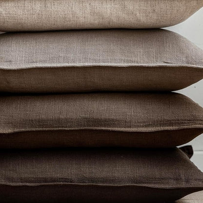 Foindtower Set of 2, Decorative Linen Soild Throw Pillow Covers Soft Accent Euro Cushion Case Farmhouse Neutral Pillowcase for Chair Couch Sofa Bedroom Living Room Home Decor 18 x 18 Inch Brown Tan