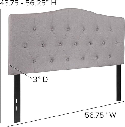 BizChair Arched Button Tufted Full Size Headboard in Light Gray Fabric