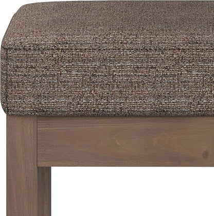 SIMPLIHOME Milltown 27 inch Wide Contemporary Rectangle Footstool Ottoman Bench in Mink Brown Tweed Look Fabric, Assembled, for the Living Room and Bedroom