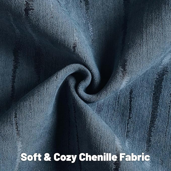 FUTEI Navy Blue Chenille Decorative Throw Pillow Covers 16x16 Inch Set of 2,Soft Embossed Striped Textured Cushion Case,Modern Home Decor for Couch Bed Living Room