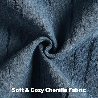 FUTEI Navy Blue Chenille Decorative Throw Pillow Covers 22x22 Inch Set of 2,Soft Embossed Striped Textured Cushion Case,Modern Home Decor for Couch Bed Living Room