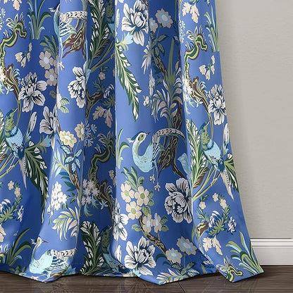 Lush Decor Dolores Light Filtering Window Panels, Pair, 52" W x 84" L, Blue & Green - Floral Curtains for Bedroom - Vintage Curtains - Coquette Room Decor
