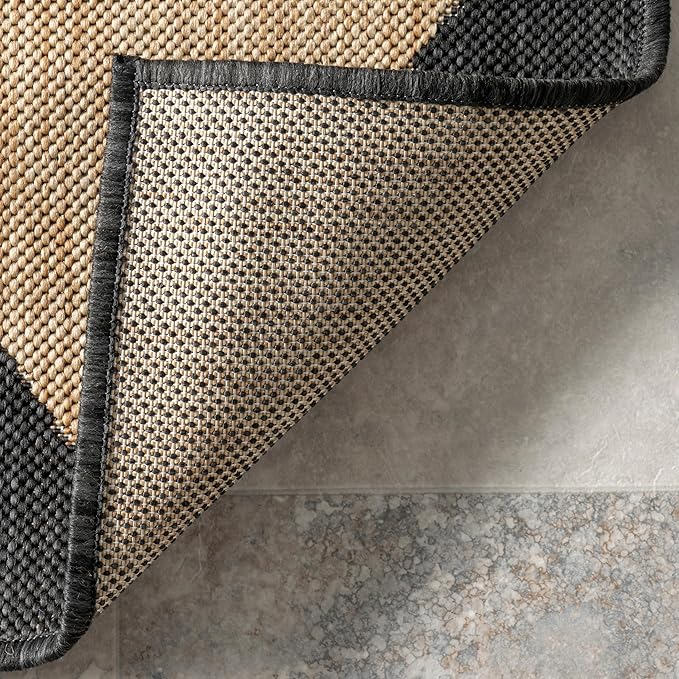 nuLOOM 2' x 10' Outdoor Performance Area Rug, Stain Resistant, Weather Resistant, High Traffic, Patio, Balcony, Outside, Sabina Dark Grey