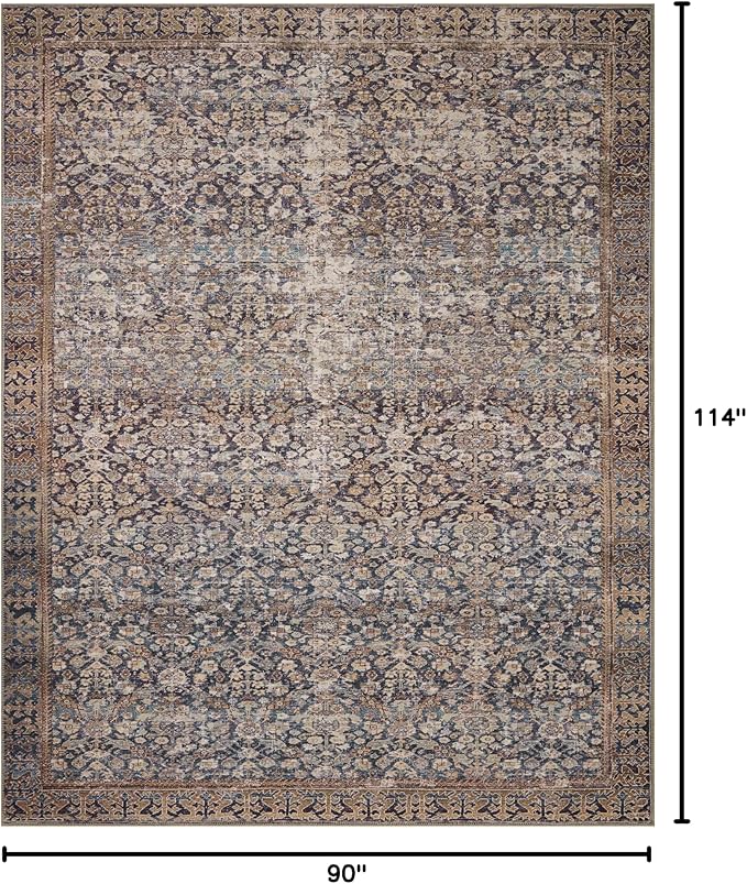 Loloi Amber Lewis Georgie Collection GER-05 Denim/Spice 7'-6" x 9'-6", .19" Pile Height, Area Rug