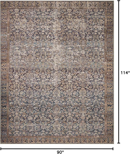 Loloi Amber Lewis Georgie Collection GER-05 Denim/Spice 7'-6" x 9'-6", .19" Pile Height, Area Rug