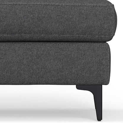 SIMPLIHOME Ava Large Rectangular Ottoman in 100% Recycled Polyester Tightly Woven Performance Fabric, Pebble Grey, 48-inches Wide, Multipurpose Table or Footrest Ottoman, Assembled, for Living Room