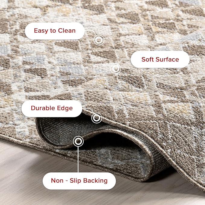nuLOOM Carley Geometric 3'3" x 5' Machine Washable Accent Rug for Living Room Bedroom Dining Room Entryway Kitchen, Beige/Ivory