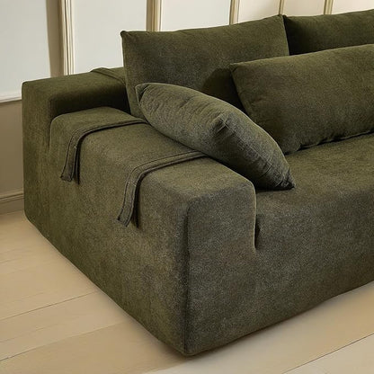 108" Modular Sectional Couch Sofa with L-Shape Chaise, Modern Cloud Comfy Sofa with Deep Seat, Upholstered Couches for Living Room Bedroom, No Assembly Required (Green Right Facing Chaise)