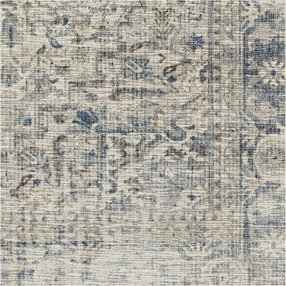 RUGGABLE Washable Vintage Area Rug – Kamran Blue Quartz 4x6, Stain-Resistant, Non-Slip – Medium Machine Washable Rugs for Living Room, Bedroom, Hallway, Entryway & Office–with Standard Pad
