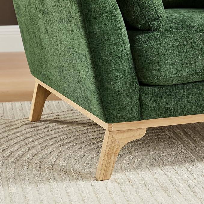 VANOMi Large-Sized Accent Chair, Thick Cushion Bedroom Reading Chair, Comfortable Living Room Single Sofa, Chenille Olive