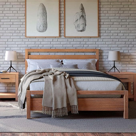 Grain Wood Furniture Loft King Size Solid Wood Bed with an Acacia Finish