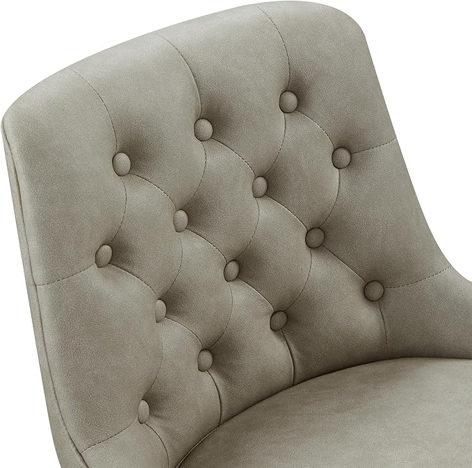Watson & Whitely Bar Stools, 360° Swivel Upholstered Bar Stool with Back, 30" H Bar Height Barstools, Set of 2, Faux Leather in Stone Grey
