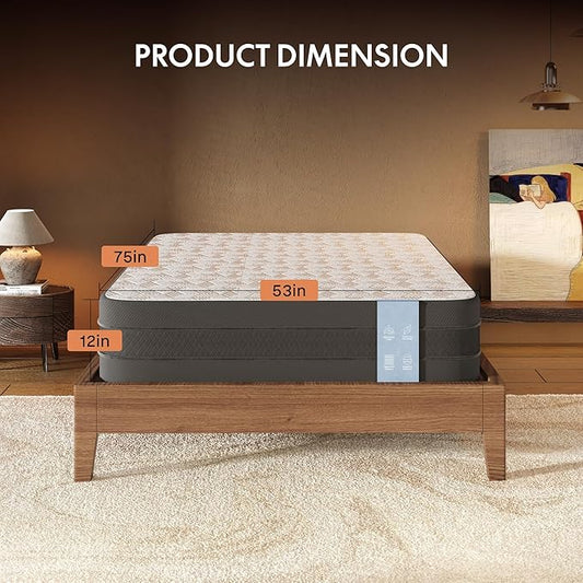 FLEXISPOT 12'' Full Size Cooling Gel Memory Foam Mattress, Viscose from Bamboo, Medium Firm, 10-Year Warranty, Mattress-in-A-Box, Certi-PUR & Oeko-TEX Certified, Washable, Fire-Resistant.