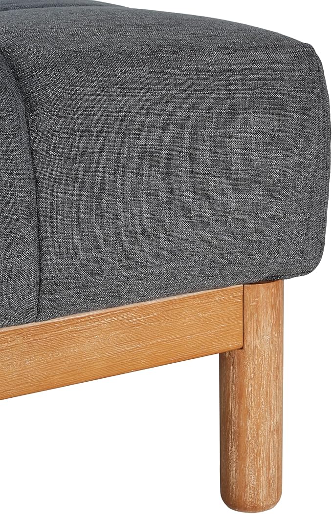 Christopher Knight Home Annette Square Ottoman Footstool with Grid Tufting, Living Room Sofa Ottoman with Wood Frame, Fabric Upholstery Coffee Table, Comfy Seating with Dense Foam Padding, Gray
